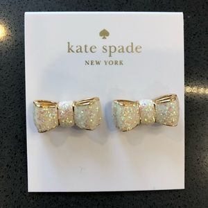 Kate Spade Moon River Bow Glitter Studs NWT